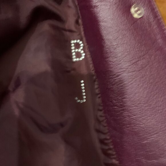 Vintage ROAMANS 80s Purple/Burgundy Leather Trench Coat Womens Size 14W - Picture 9 of 10